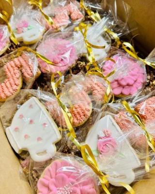 Birthday Floral Teacup Cookies Packaged