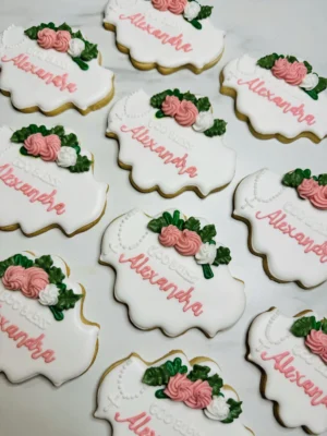 Floral baptism sugar cookies