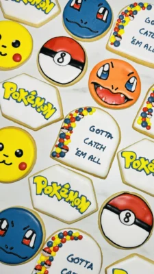 Pokemon birthday cookies for an 8th birthday