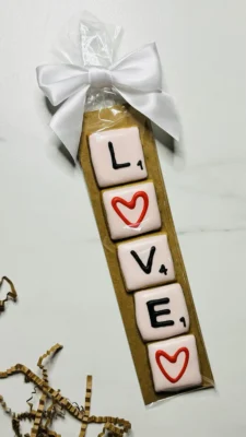 L O V E Scrabble Piece cookies