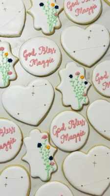 Floral baptism cookies