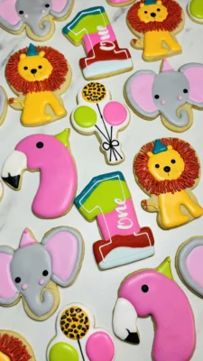 Safari themed first birthday cookies