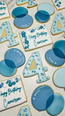 Bubble themed birthday cookies