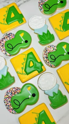 Golf themed birthday cookies for a 4th birthday