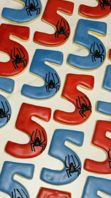 Simple Spider-Man 5th birthday cookies