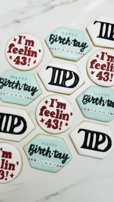 40th birthday Taylor Swift themed cookies