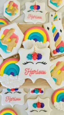 Unicorn 4th birthday sugar cookies